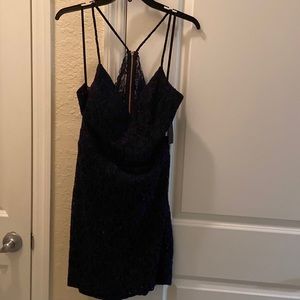 Navy Lace City Triangles Dress